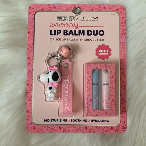 PEANUTS X CELAVI Snoopy (2) Pieces Lip Balm Set with Charm Key Ring - Picture 1 of 3